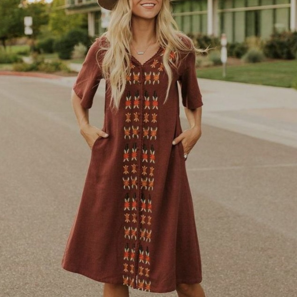 Roolee Pine and Embroidery Dress